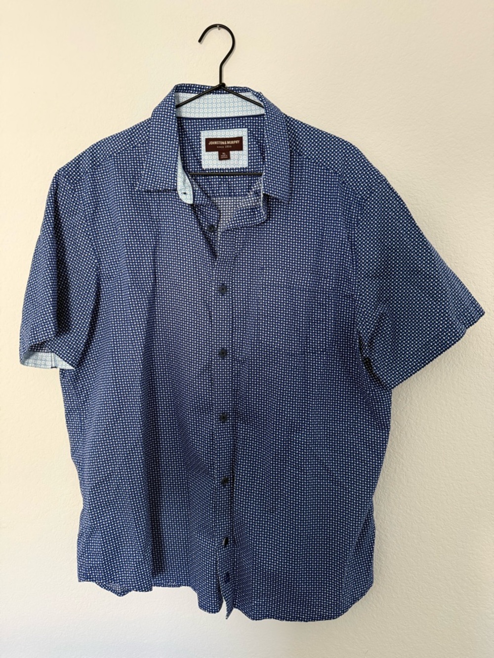 Johnston & Murphy Blue Short-Sleeve Button-Up Shirt